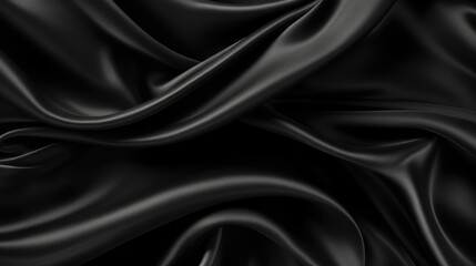 Fototapeta premium Black silk satin fabric abstract background
