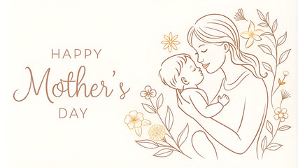Obraz premium Illustration of beautiful mom embracing baby for Mothers Day background