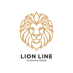 lion head line art logo design vector illustration
