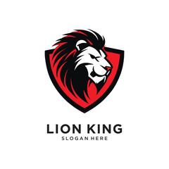 lion king with shield logo design vector illustration