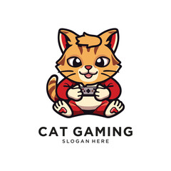 gaming cat logo design vector illustration