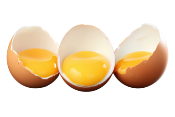 Fragile Harmony: The Trio of Eggs on White or PNG Transparent Background.