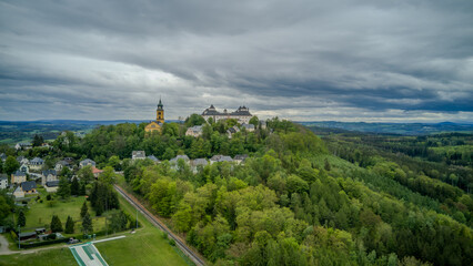 Stadt Schloss Augustusburg Luftaufnahme Vogelperspektive