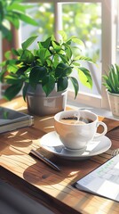 Start your day with a cup of coffee and a good book. Enjoy the sunlight and the view of the plants outside your window.