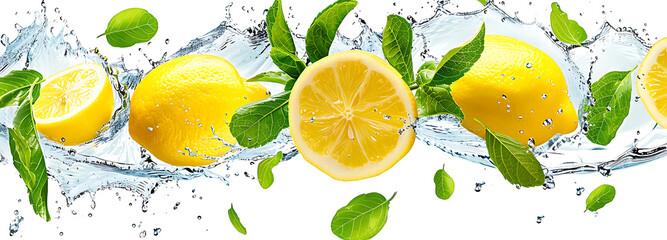 Lemon water splash isolated on a white background