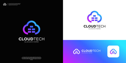 Cloud database storage logo design inspiration.