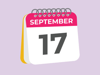 September  17 calendar reminder. 17 September  daily calendar icon template. Calendar 17 September  icon Design template. Vector illustration

