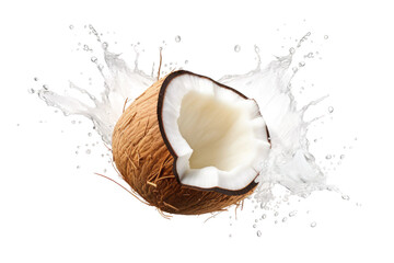 Milky Explosion: A Coconuts Delight on White or PNG Transparent Background.