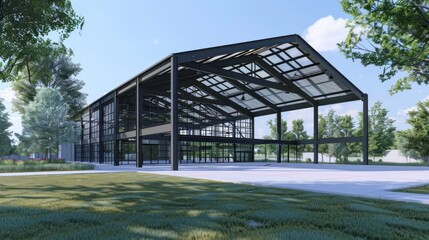 Fototapeta premium steel structure design New roof structure outside