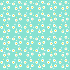 seamless background with daisy flowers. On blue background.On green background 