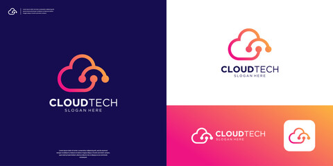 Connection cloud logo design vector.