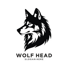 wolf head logo design vector illustration