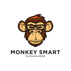 monkey smart logo design vector illustration
