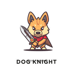dog sword logo design vector illustration