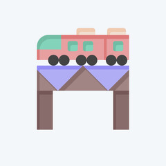 Obraz premium Icon Bridge Over The River Train. related to Train Station symbol. flat style. simple design illustration