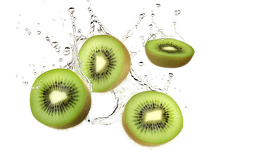 Dancing Kiwis: A Refreshing Trio on White or PNG Transparent Background.
