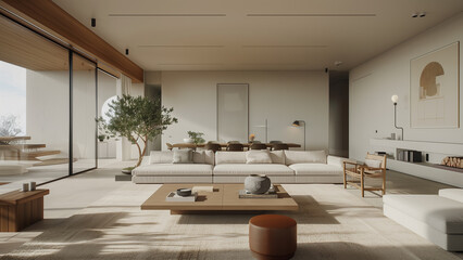 Sleek Serenity: A Modern Living Room with Light Luxury Style