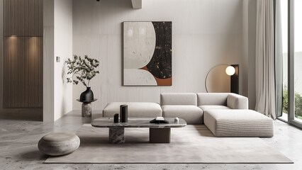 Sleek Serenity: A Modern Living Room with Light Luxury Style