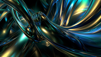 Neon Nights: An Abstract Metallic Background with 3D Fractals