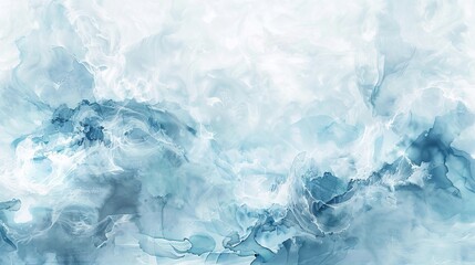 Fototapeta premium Ethereal watercolor of a gentle waterfall, flowing water captured in soft blues and whites, adding a calming element to the clinic's decor