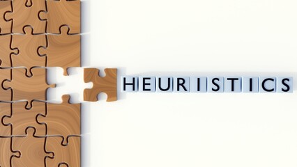 3d rendering of Heuristics and jigsaw pieces, Heuristics are simple strategies to quickly form judgments, make decisions, and find solutions to complex problems