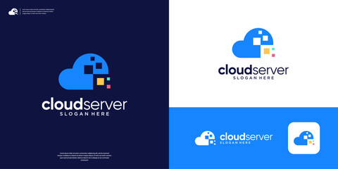 Abstract data cloud logo design template. Colorful tech storage server database logo vector.