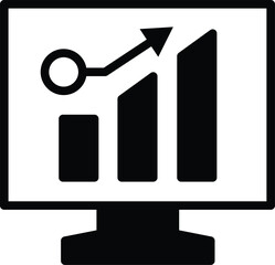 A computer monitor with a graph on it In the concept of business icons