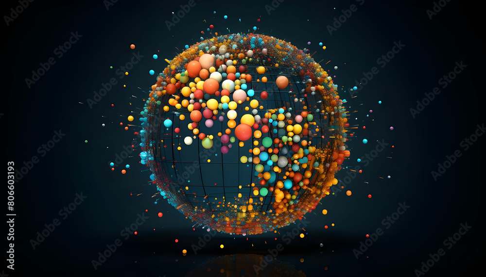 Poster dots colorful globe, abstract graphics. image with clipping path