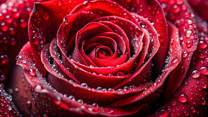 red rose with water drops closeup