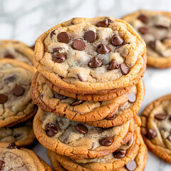 Plate of delicious chocolate chip cookies