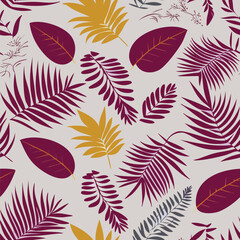 tropical forest leaves seamless pattern