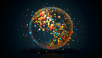 Dots colorful globe, abstract graphics. Image with clipping path