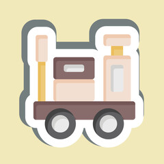 Sticker Luggage Trolley. related to Train Station symbol. simple design illustration