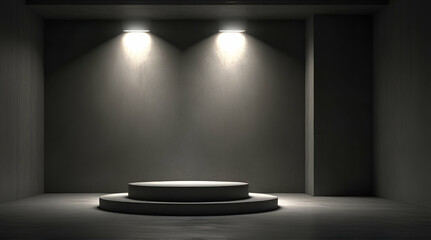 Studio empty stage background with spot light beam shine on background concert Generative Ai
