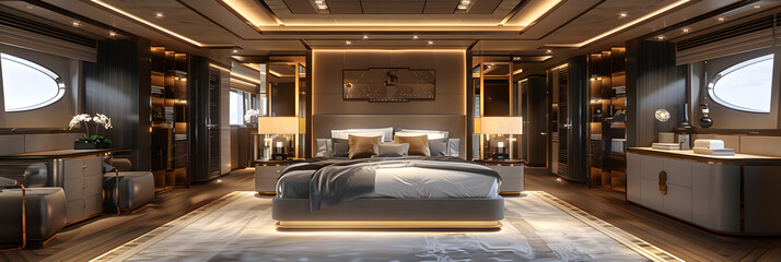 Bedroom mockup luxury black and gold interior style

