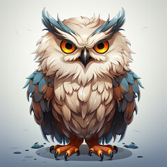 Watercolor Griffin owl, clipart Illustration, Generative Ai