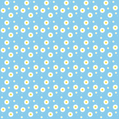 seamless background with daisy flowers. On blue background.
