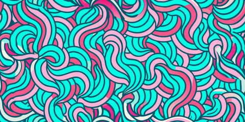 Seamless abstract pattern, tangle wavy hair background	