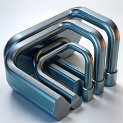 3D render of a allen key set with hexagonal, on isolated white background, Generative AI