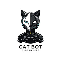 cat robot logo design vector illustration