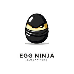egg samurai or ninja logo design vector illustration