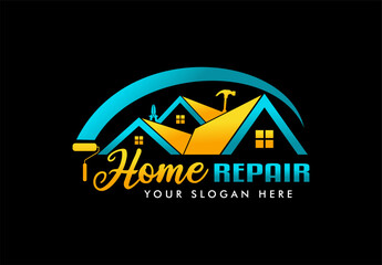 home repair  and Building construction logo design template, Illustration vector graphic home services renovation, contractor modern logo 