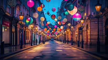 Vibrant Balloons Adorning the Festive Streets