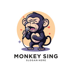 monkey sing logo design template