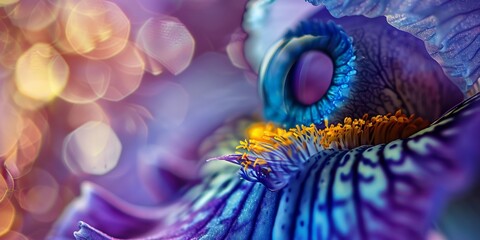 The image is a close-up of a blue iris flower