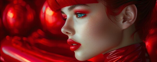 surreal woman in red