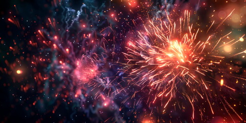 fireworks exploding in the night sky, celebrating the joy and festivity of Eid-al-Adha.