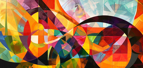 An abstract depiction of solar energy, with vibrant colors and geometric shapes that evoke a sense of movement and vitality, capturing the essence of renewable power.