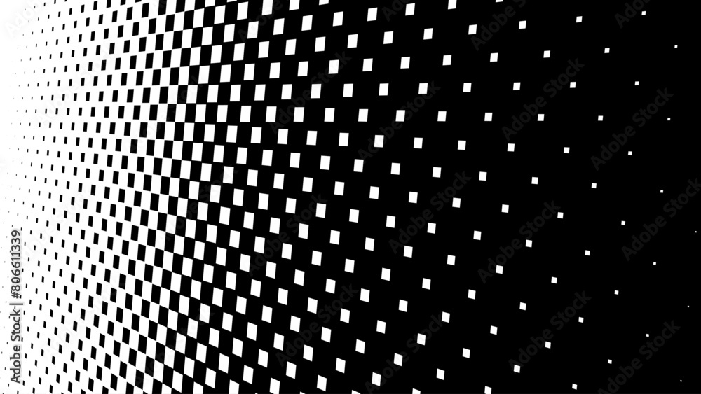 Aufkleber Black White Halftone Pattern in Perspective. Abstract Geometric Dots Texture. Hipster Fashion Design Print. Halftone Effect Background. Black and White Vector Illustration.