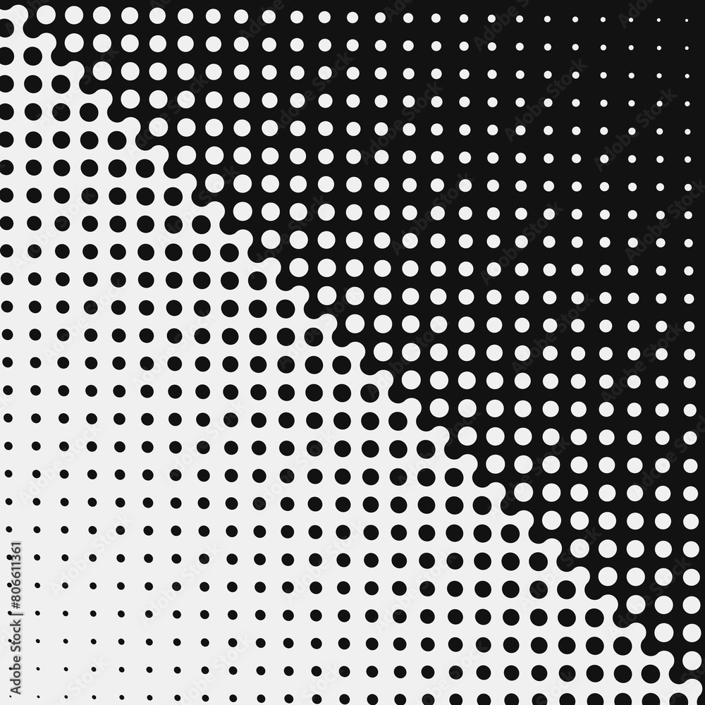 Poster Diagonal Gradient Halftone Dots Background. Pop Art Texture. Vector Illustration. Design for Presentation Banner, Flyer, Business Cards, Stickers.